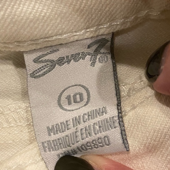 Seven White Capri Crop Pants Embroidered Stitched Side Southwest Women's Size 10 - Picture 4 of 6